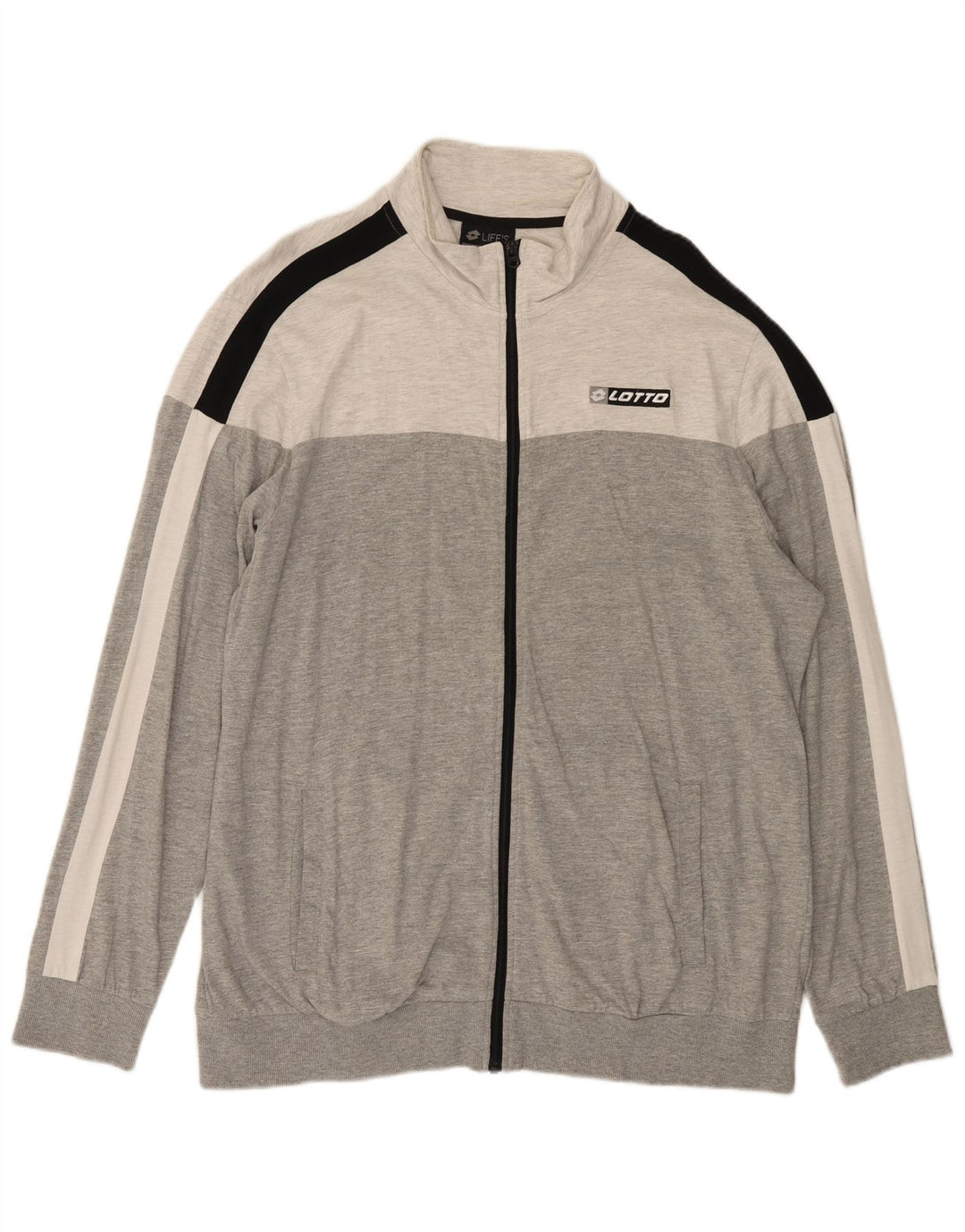 Lotto Hombre Chándal Top Chaqueta 2XL Gris Colorblock Algodón