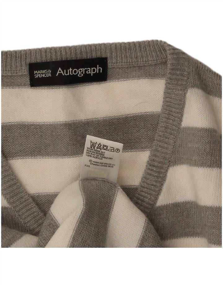 Marks & Spencer Suéter con Cuello en V Autograph para Hombre Rayas Gris Medio
