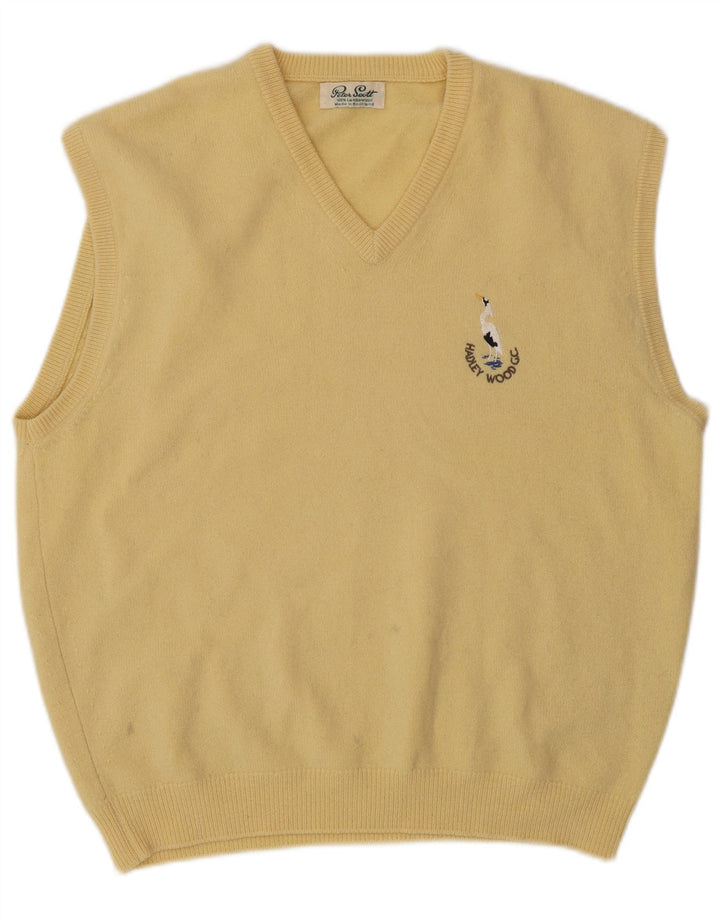 Peter Scott Chaleco para hombre Camiseta sin mangas Reino Unido 42 Lana amarilla grande