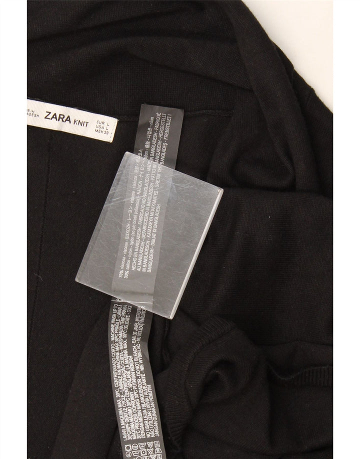 Zara - Cárdigan abierto para mujer, talla 40, talla grande, viscosa negra