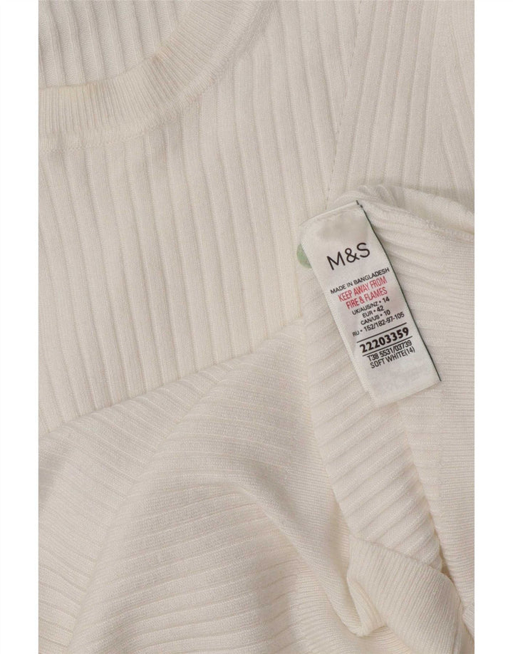Marks & Spencer Blusa de manga corta para mujer UK 44 Viscosa blanca mediana