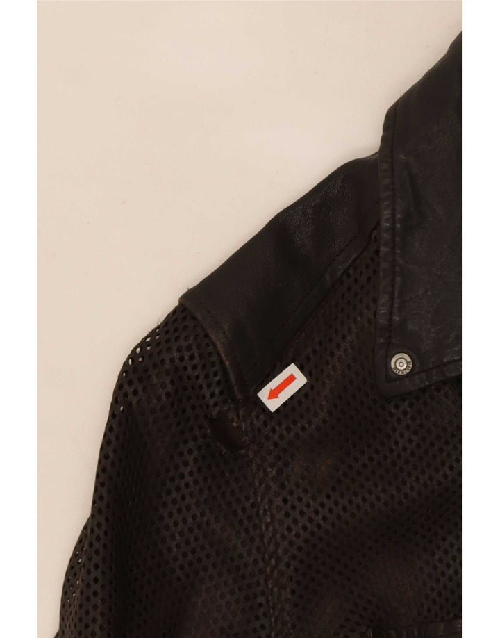Eighth Sin Chaqueta motera de cuero para mujer UK 10 Small Brown