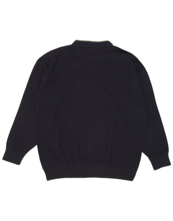 Alexander's Jersey con cuello redondo y gráfico para hombre, talla 2XL, lana azul marino