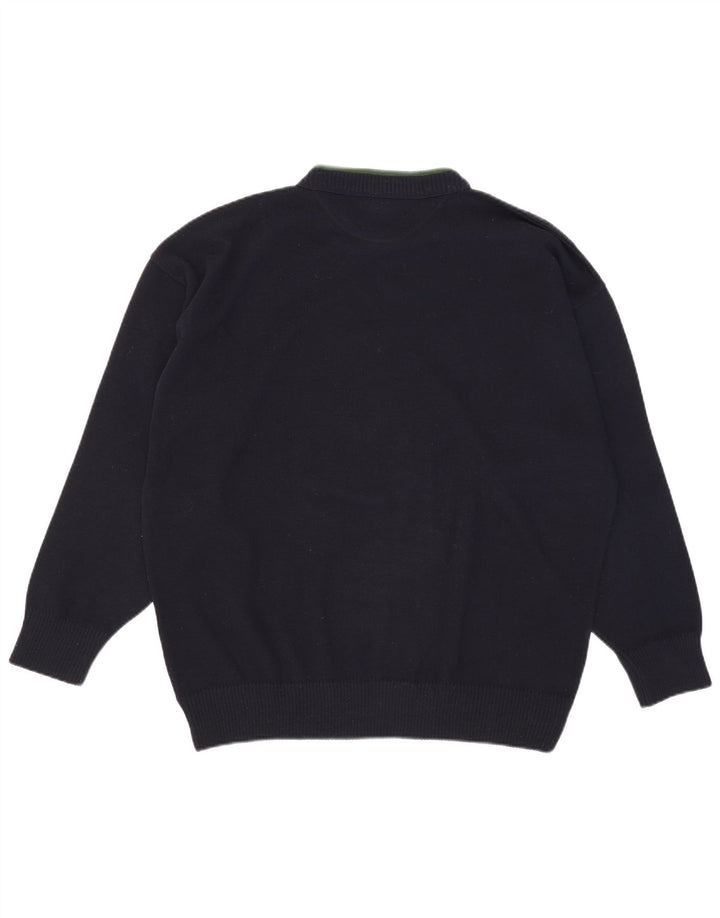 Alexander's Jersey con cuello redondo y gráfico para hombre, talla 2XL, lana azul marino
