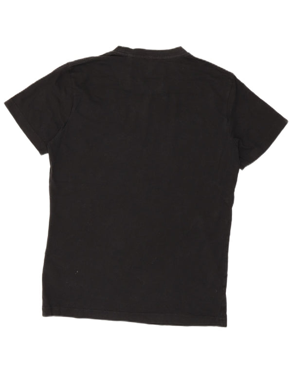 Diesel Hombre Camiseta Gráfica Top Medio Algodón Negro