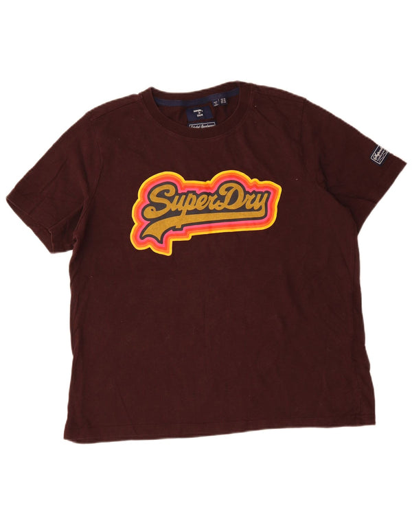 Superdry Camiseta gráfica para mujer Top UK 46 Large Granate Algodón