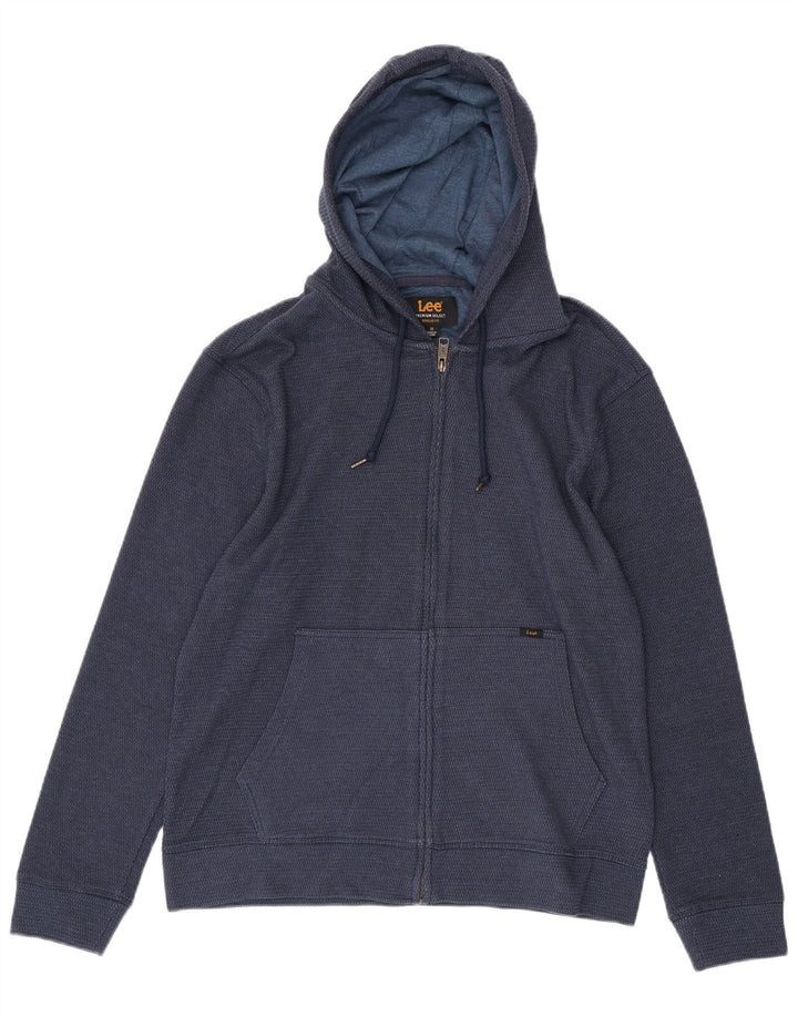 LEE Suéter con capucha y cremallera de ajuste regular para hombre Algodón con manchas azul marino mediano