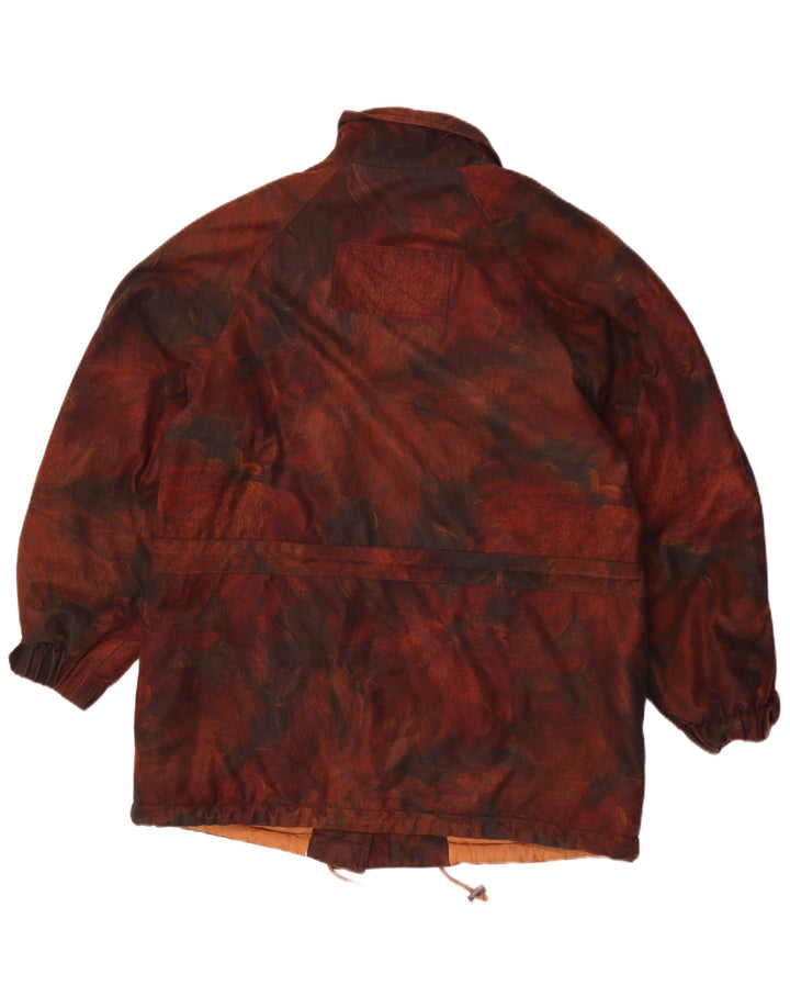 Vintage mujer cortavientos chaqueta Reino Unido 18 XL marrón poliéster floral