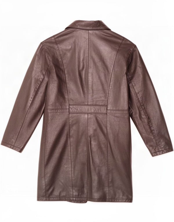 Vintage mujer cuero abrigo Reino Unido 14 medio negro