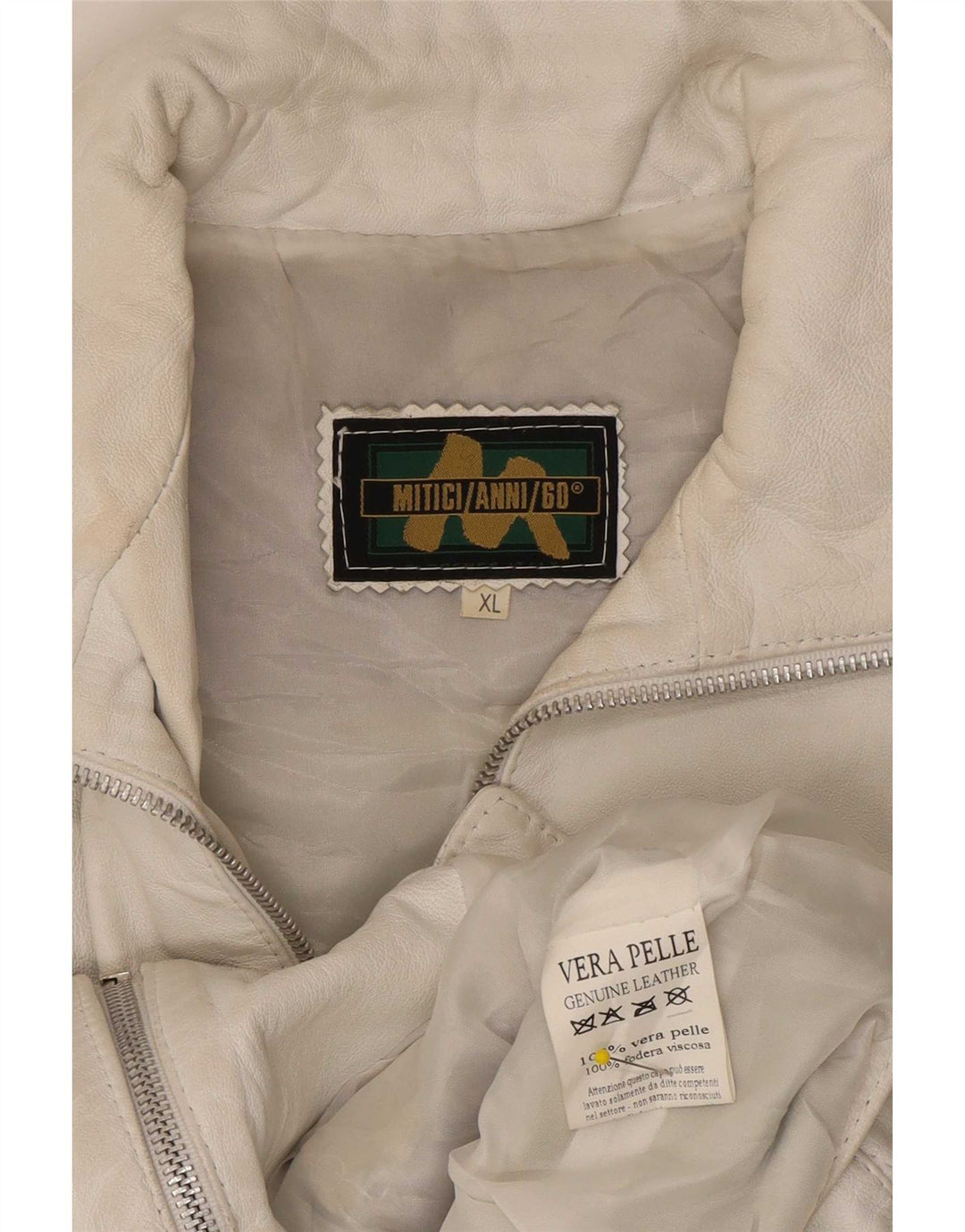 Mitici Anni Chaqueta motera de cuero para mujer UK 18 XL Blanco