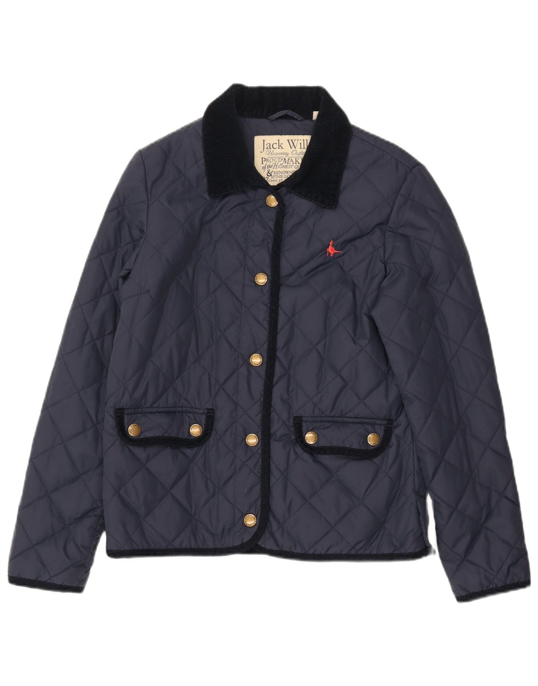 JACK WILLS Womens Quilted Jacket UK 10 Small Navy Blue Nylon