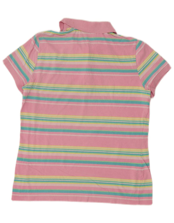Polo Lacoste Mujer Talla 44 Algodón Rayas Rosa Grande