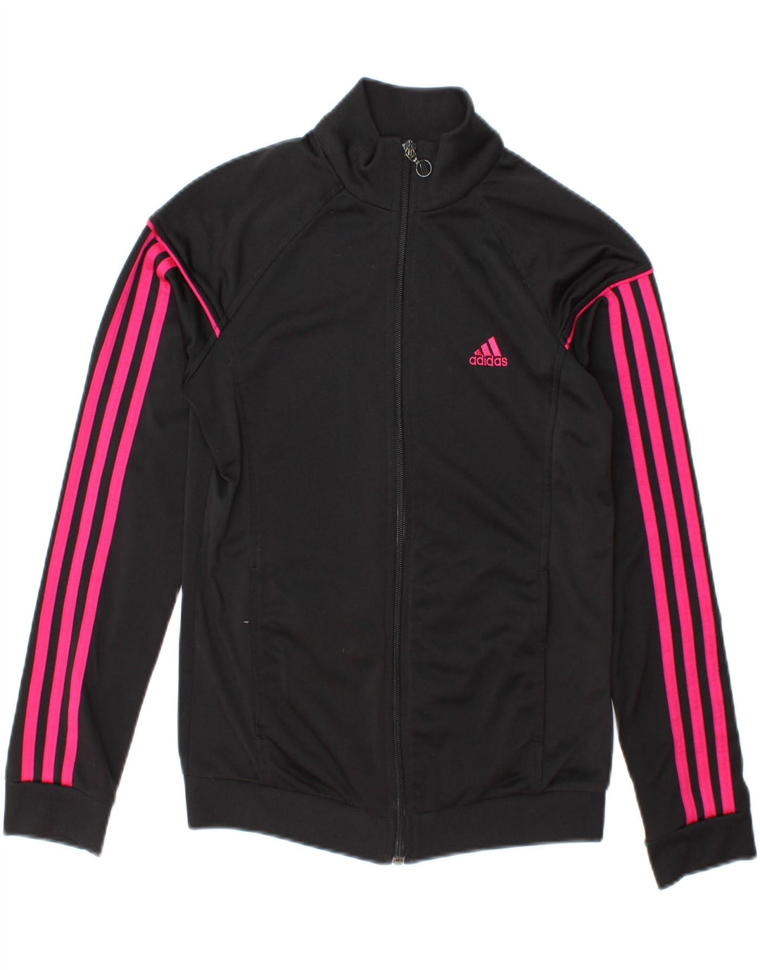 Adidas - Chaqueta de chándal gráfica para mujer, talla 8/10, poliéster negro pequeño