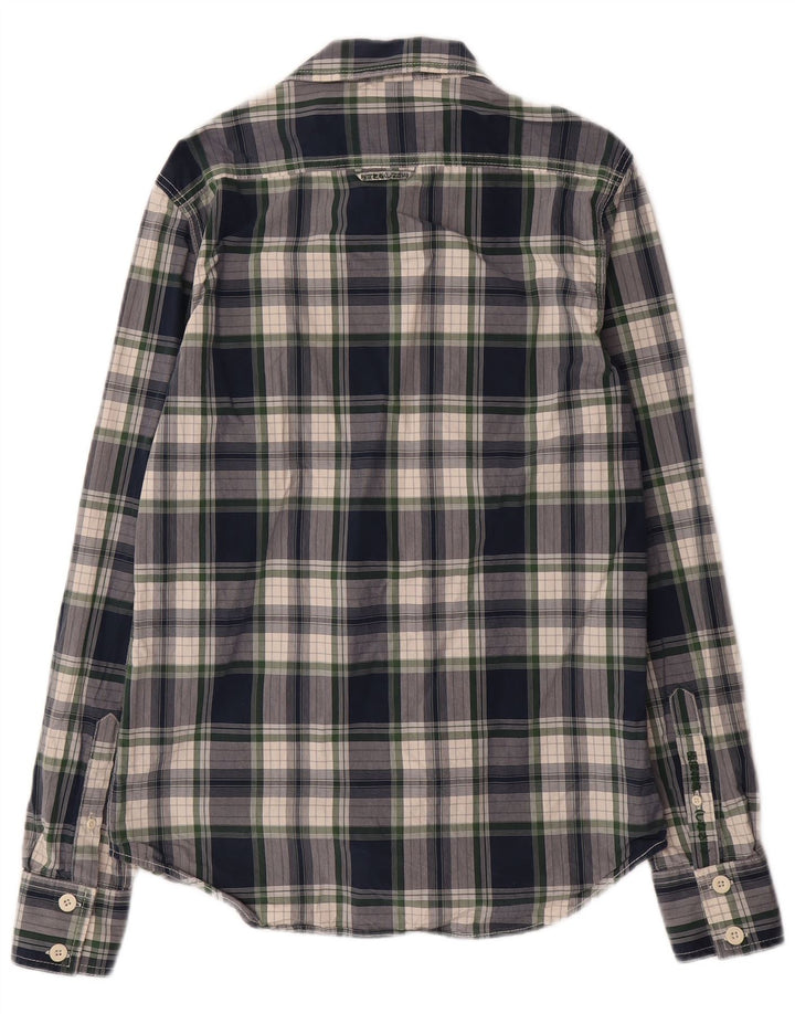 SUPERDRY Camisa Hombre Grande Azul Marino Cuadros Algodón