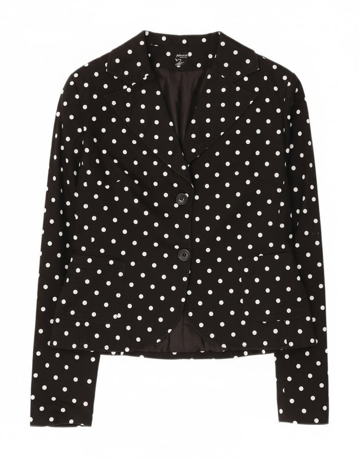 Phard Chaqueta Blazer de 2 Botones para Mujer UK 12 Mediana de algodón con Lunares Negros