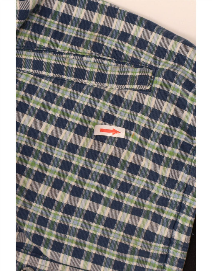 Black Jack Camisa de franela de leñador para hombre Algodón a cuadros azules grandes