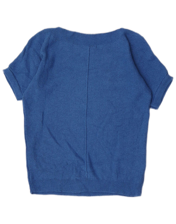 White Stuff Womens Short Sleeve Boat Neck Jumper Sweater UK 8 Small Blue