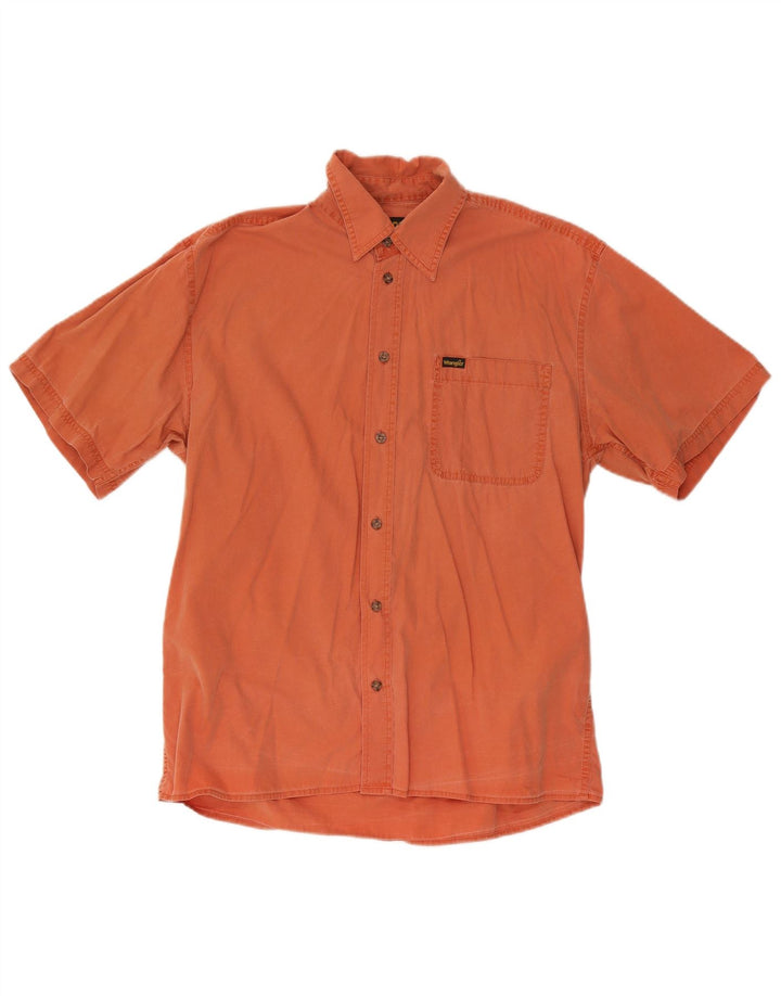 Wrangler Camisa De Manga Corta Para Hombre Algodón Naranja Medio