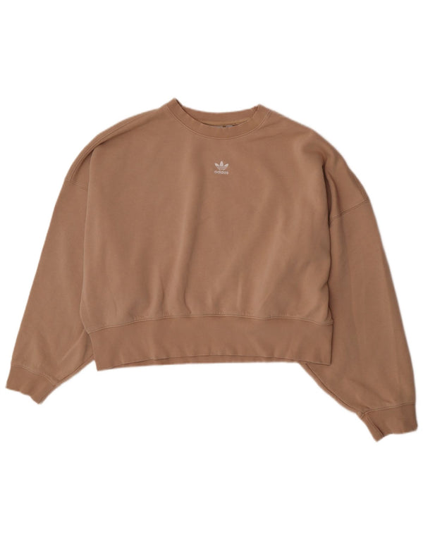 Adidas - Sudadera corta de gran tamaño para mujer, talla 10, color beige