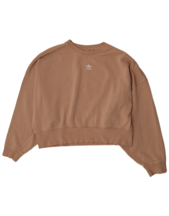 Adidas - Sudadera corta de gran tamaño para mujer, talla 10, color beige