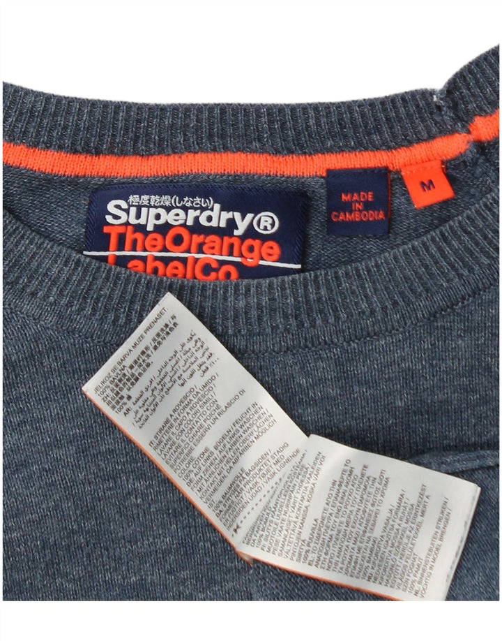 Superdry Jersey con cuello barco para mujer, talla 44, algodón azul medio
