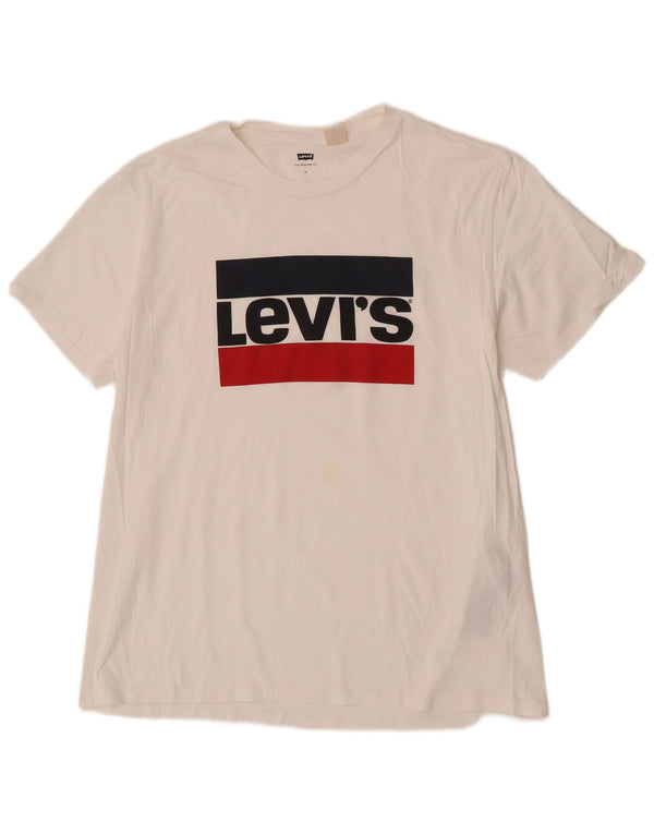 Levi's Hombre Camiseta Gráfica Top XL Algodón Blanco