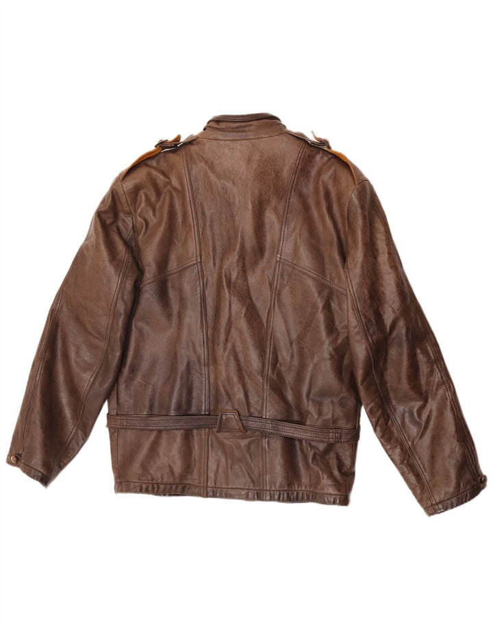Jean Gabriel Chaqueta Militar De Cuero Para Mujer IT 48 XL Marrón