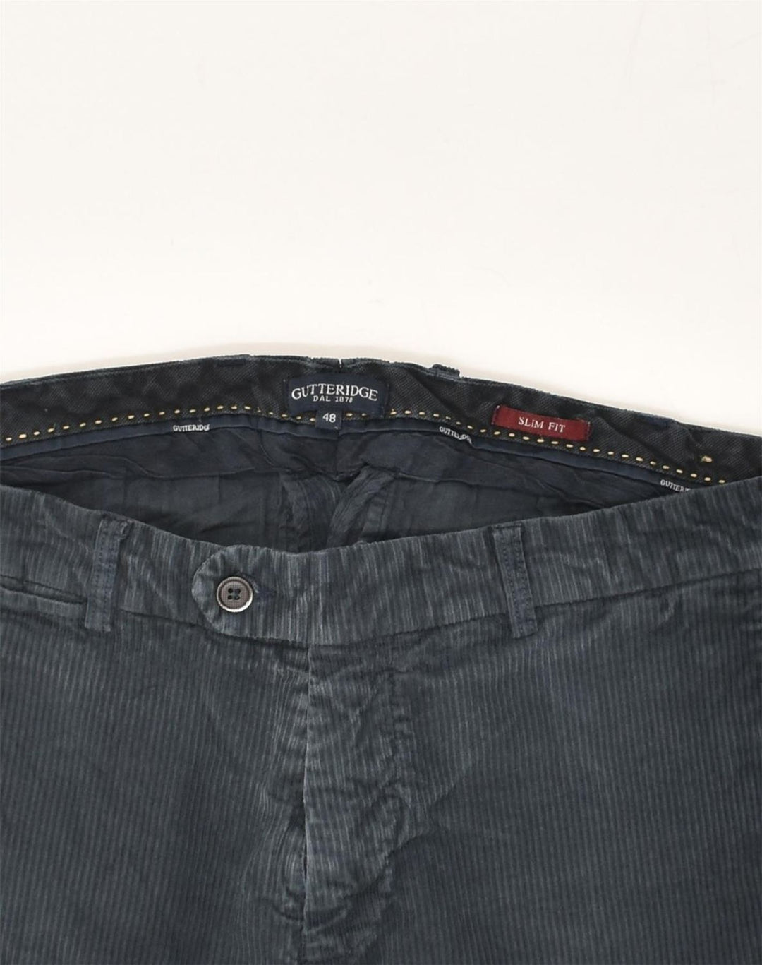 GUTTERIDGE Pantalones de pana ajustados para hombre IT 48 Medium W32 L30 Azul marino