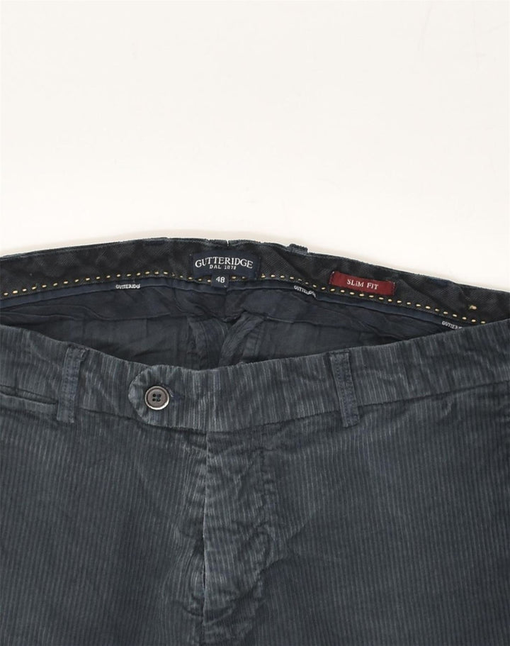 GUTTERIDGE Pantalones de pana ajustados para hombre IT 48 Medium W32 L30 Azul marino