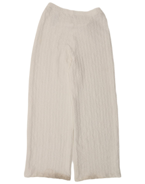 Marks & Spencer Pantalones casuales de pierna ancha para mujer UK 12 Medium W30 L32 Blanco