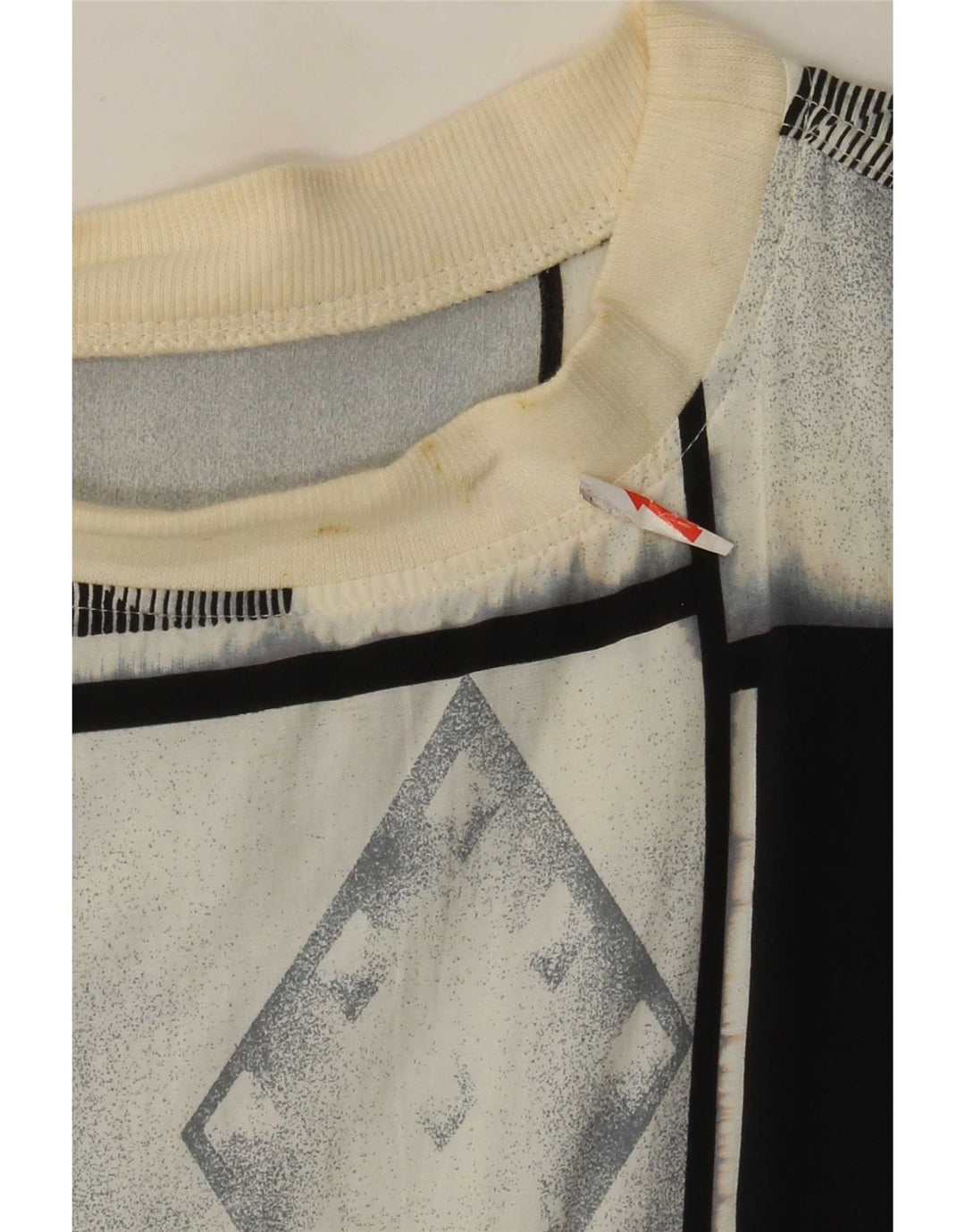Vintage hombres manga corta pullover camisa grande gris geométrico