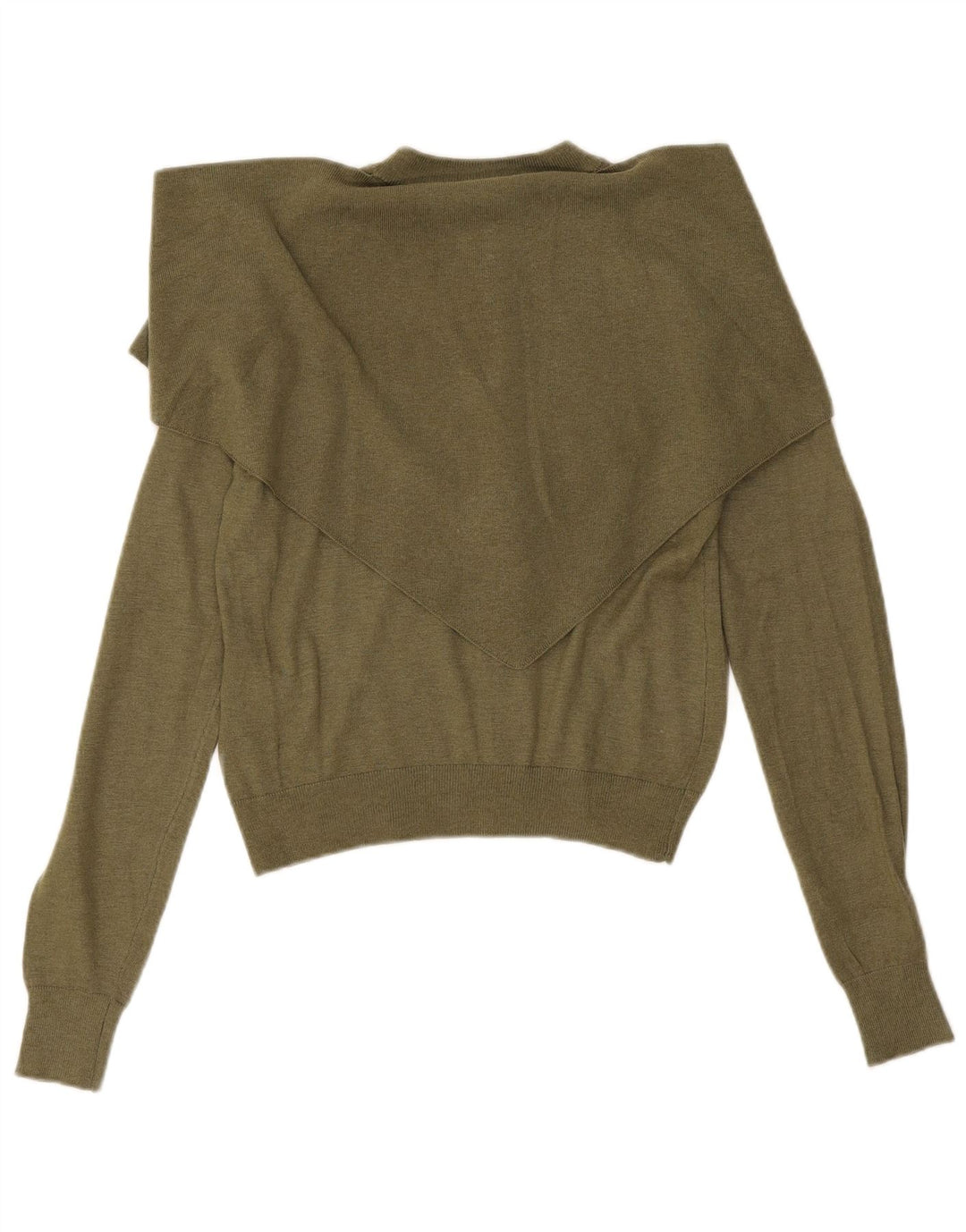 Zara Mujer Crop Cardigan Suéter UK 10 Small Caqui Poliamida