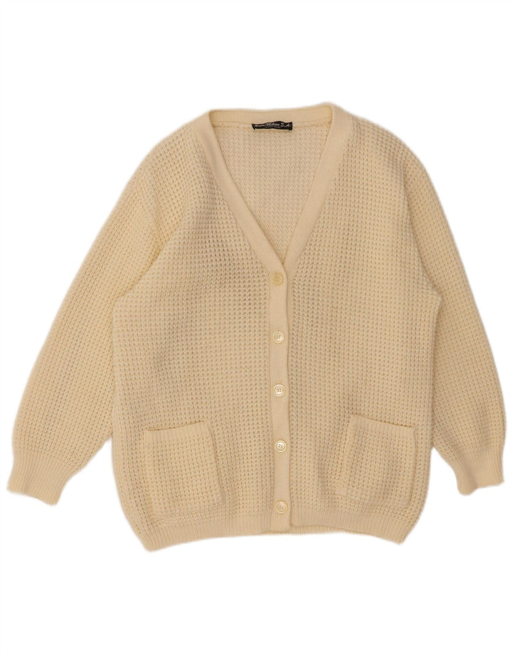 VINTAGE Suéter Cárdigan para Mujer IT 48 XL Poliacrílico Blanco Roto