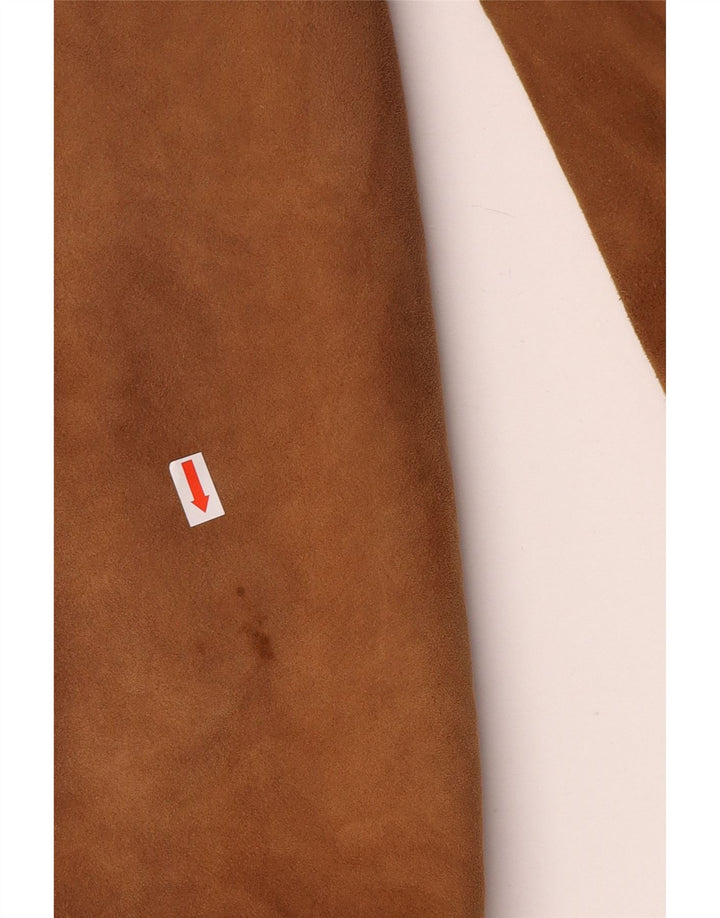 Vintage hombres shearling abrigo de doble pecho Reino Unido 36 cuero marrón pequeño