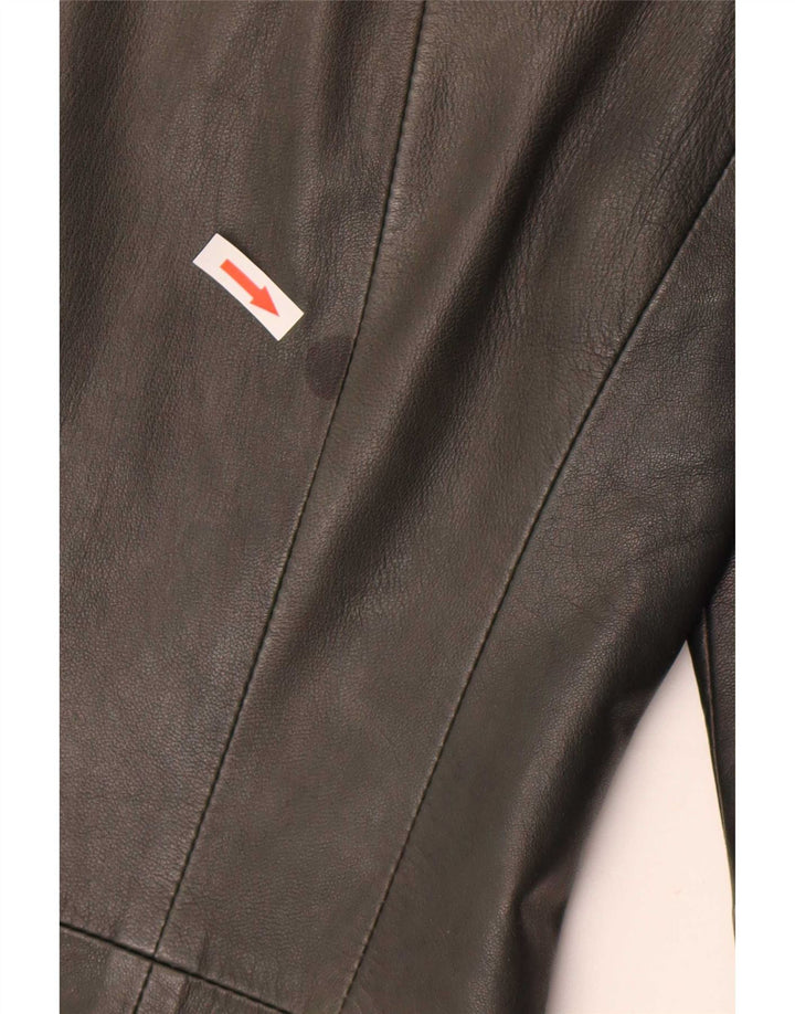 Chaqueta de cuero vintage para mujer IT 40 cuero verde pequeño