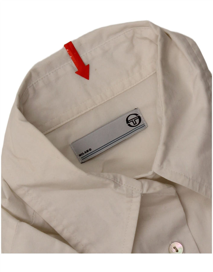 Sergio Tacchini Camisa Mujer UK 40 Grande Algodón Blanco