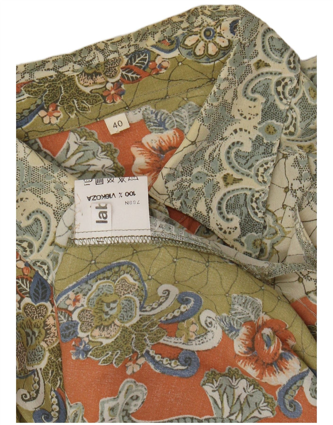 VINTAGE Blusa camisa de gran tamaño para mujer EU 40 Paisley multicolor medio