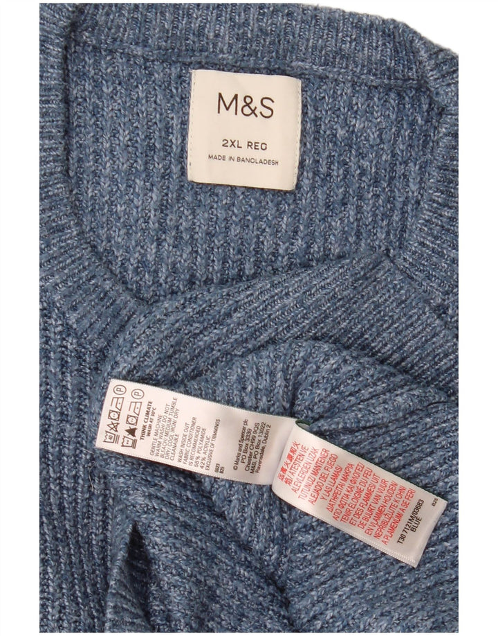 Marks & Spencer - Jersey de cuello redondo para hombre, talla 2XL, poliamida moteada azul