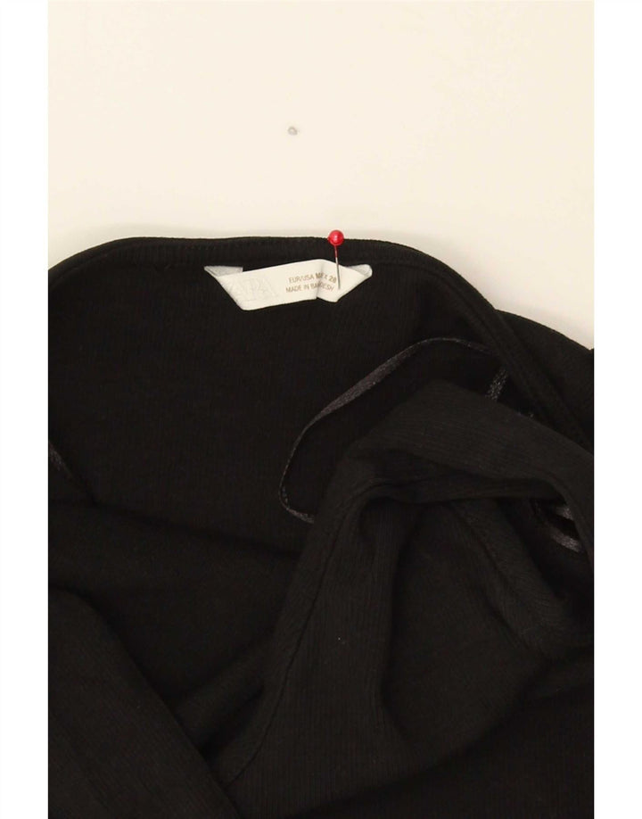 Zara Mujer Crop Halter Top UK 40 Mediano Algodón Negro