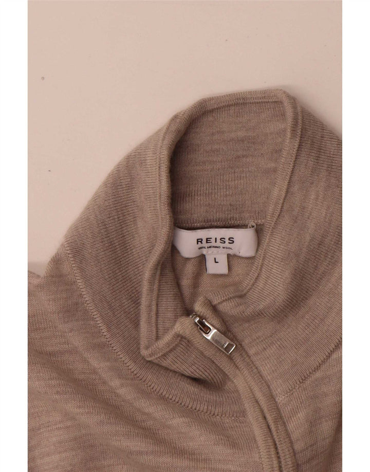 Jersey Reiss para hombre con cuello y cremallera de lana moteada gris grande