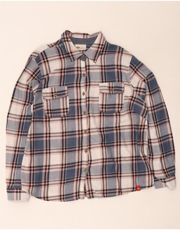Dickies Camisa de franela holgada para mujer UK 46 Algodón a cuadros azul grande