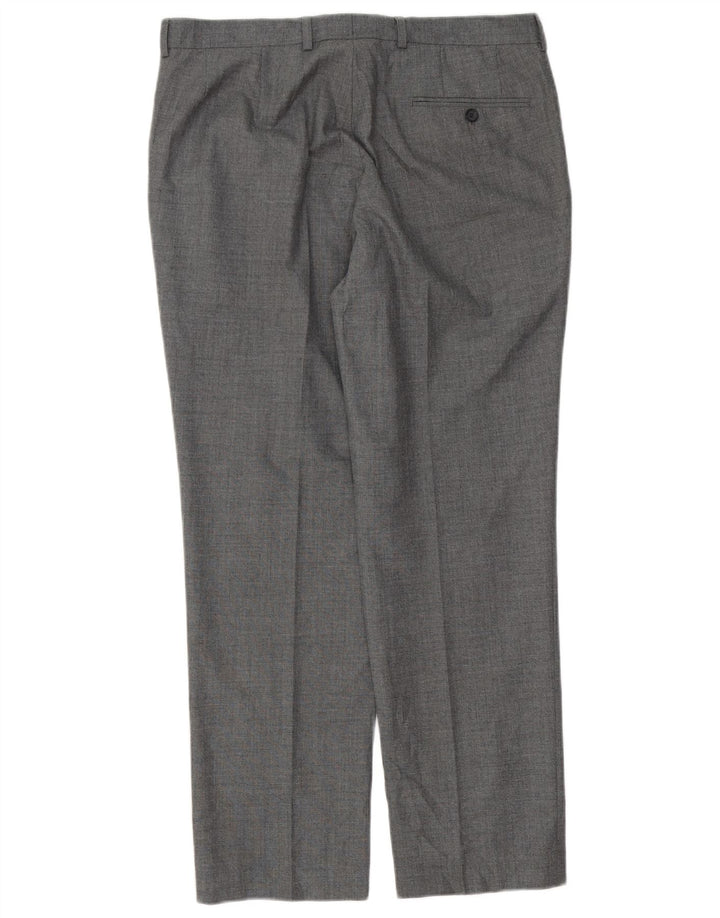 Marks & Spencer Pantalón de traje recto para hombre W34 L29 Poliéster gris
