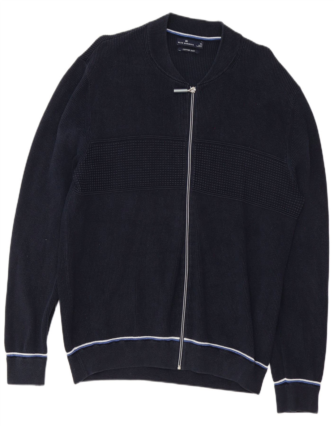 Blue Harbor Suéter tipo cárdigan para hombre XL Algodón azul marino