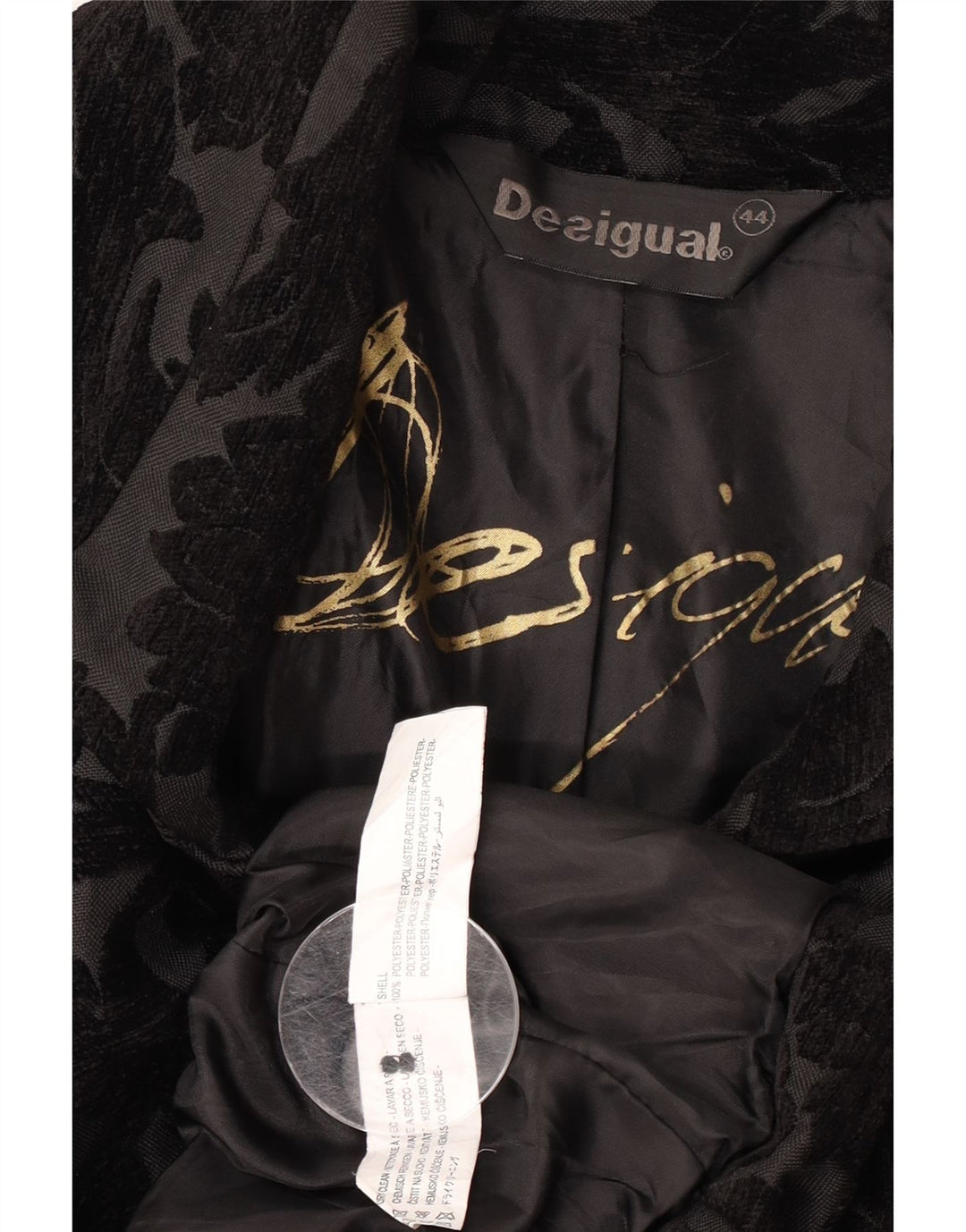 Abrigo Desigual Mujer EU 44 XL Poliéster Floral Negro
