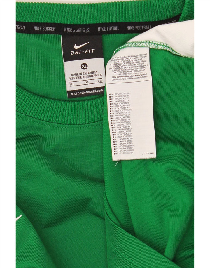 NIKE Hombre Dri Fit Top Manga Larga XL Poliéster Color Block Verde