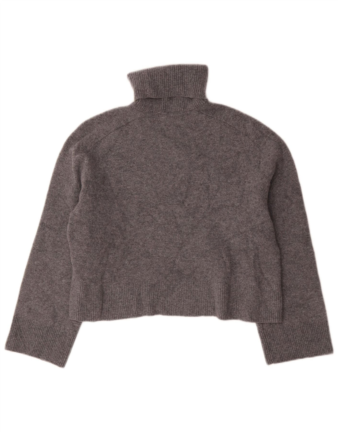 Zara Mujer Crop Oversize Roll Neck Jumper Sweater UK 10 Small Gris Lana