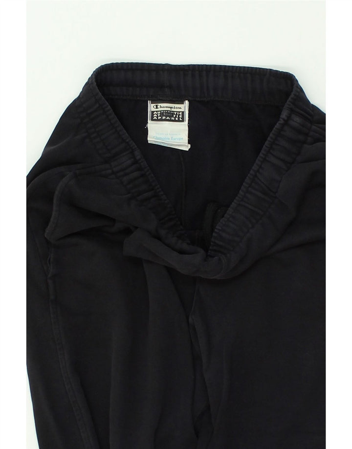 CHAMPION Mens Graphic Tracksuit Trousers Small Black Cotton | Vintage Champion | Thrift | Second-Hand Champion | Used Clothing | Messina Hembry 