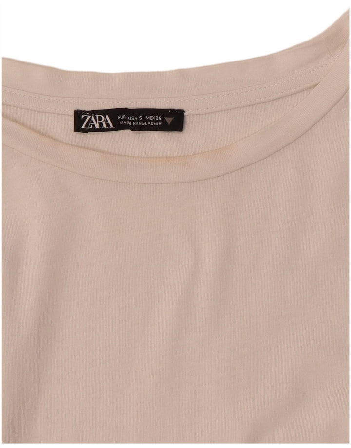 Zara Mujer Camiseta Top UK 10 Small Blanco