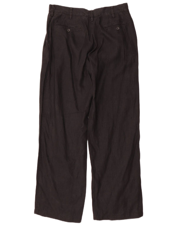 Armani Pantalones de traje rectos para hombre UK 40 Medium W34 L33 Lino negro
