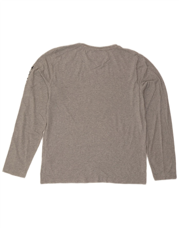 Tommy Hilfiger Top gráfico para hombre de manga larga de algodón moteado gris grande
